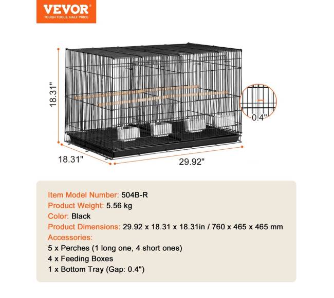 Paukščių narvas su pertvara, juodas6