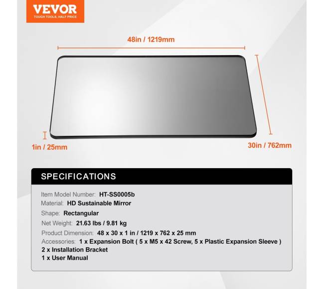 Sieninis kvadratinis veidrodis 1219 x 762 mm6