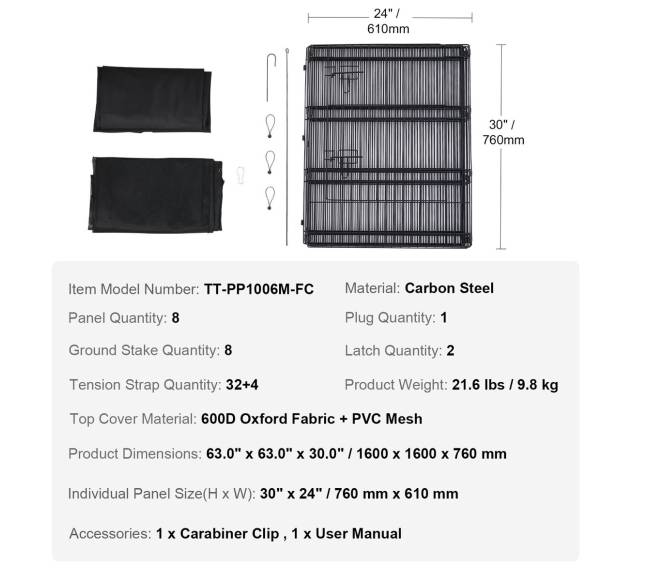 Šunų maniežas su 8 sulankstomais metaliniais rėmais6