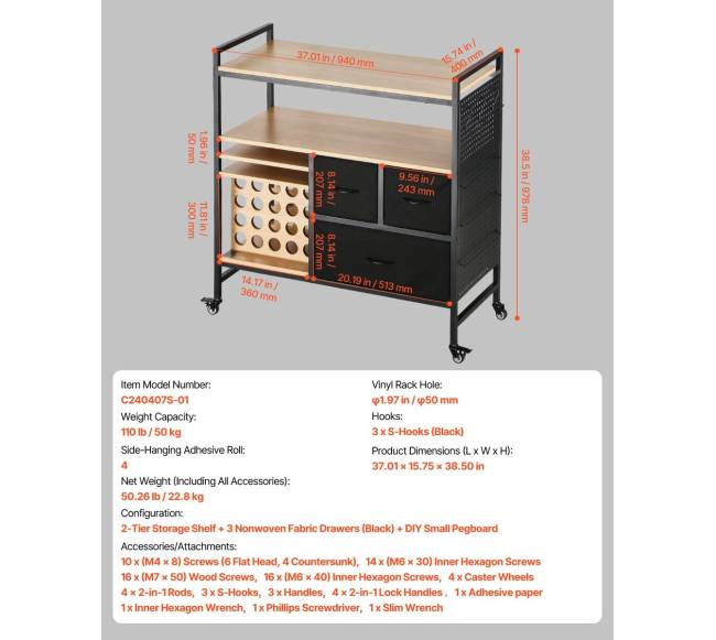 Universalus stalinis vežimėlis su 20 vinilo laikikliais6