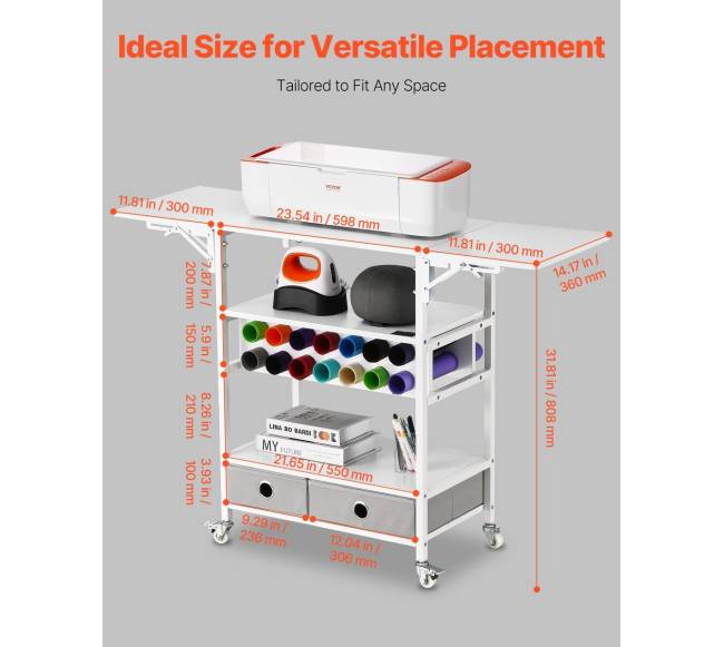 Sulankstomas amatų vežimėlis su stalais ir laikikliais2
