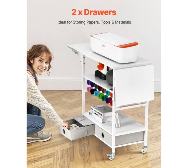 Sulankstomas amatų vežimėlis su stalais ir laikikliais3