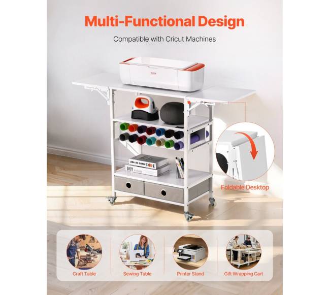 Sulankstomas amatų vežimėlis su stalais ir laikikliais5