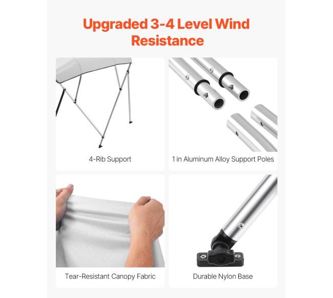 Keturburis bimini viršus valtims 244 cm šviesiai pilkas2