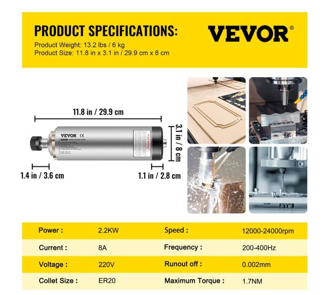 2.2 kW CNC oro aušinamas špindelis6