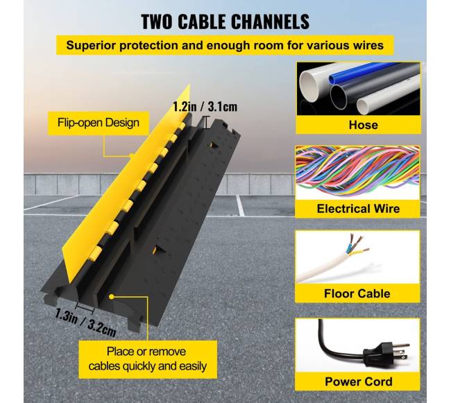 4 vienetų guminė kabelio rampa 2 kanalai2