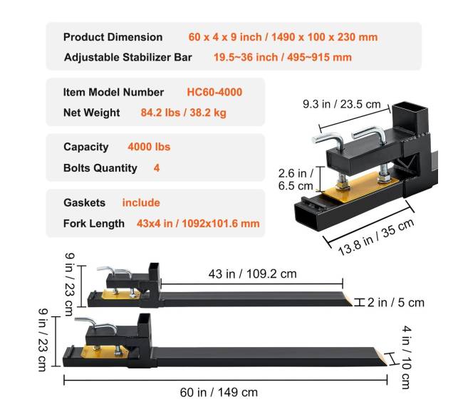 Traktoriaus šakės 1814 kg apkrovai6