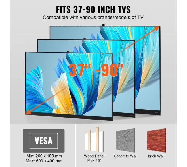 Visiškai reguliuojamas TV laikiklis 37-90 colių5