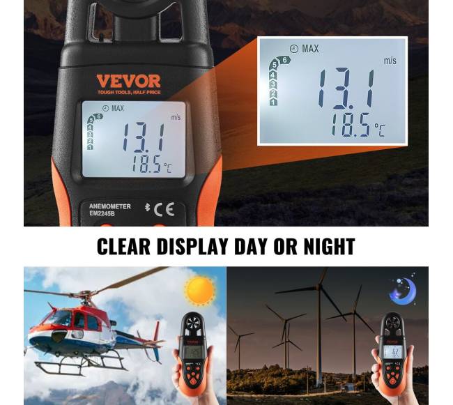 Bluetooth nešiojamas anemometras  įranga HVAC3