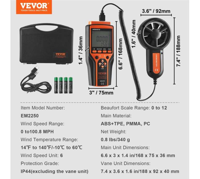 Rankinis skaitmeninis anemometras su LED ekranu6