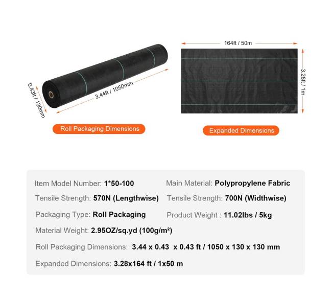 Piktžolių kontrolės audinys 1 x 50 m6