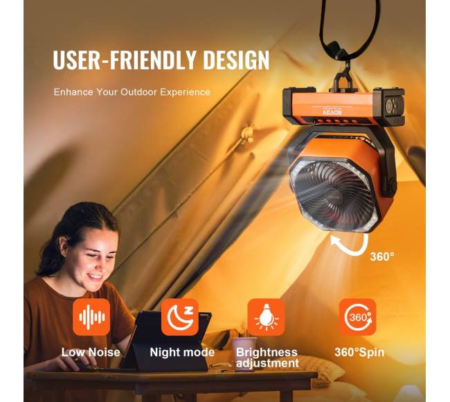 228.6 mm įkraunamas ventiliatorius su LED žibintu4