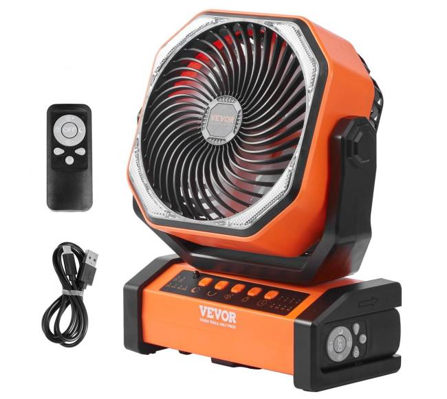 228.6 mm įkraunamas ventiliatorius su LED žibintu8