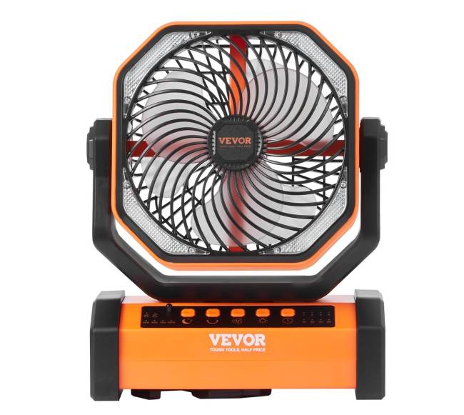 228.6 mm įkraunamas ventiliatorius su LED žibintu10