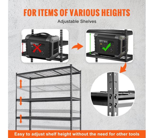 5 aukštų reguliuojama metalinė lentyna garažui5