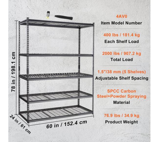 5 aukštų reguliuojama metalinė lentyna garažui6