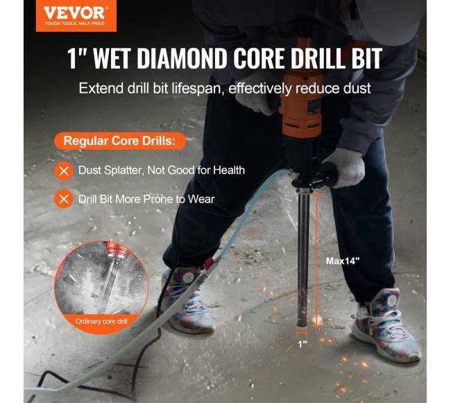 Betonui skirtas šlapioje sąlyje deimantinis grėžtuvas 25,4 mm1