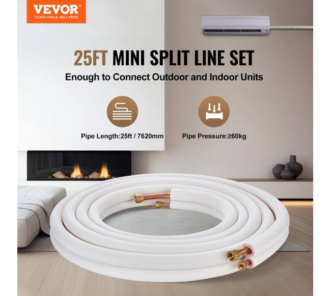 7620 mm mini split linijų rinkinys su izoliacija1