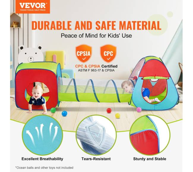 Vaikiška 3 in 1 žaidimų palapinė su tuneliu1