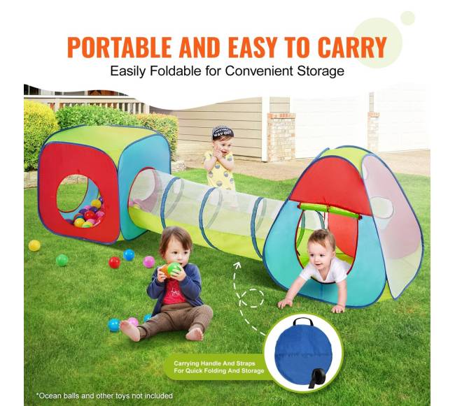 Vaikiška 3 in 1 žaidimų palapinė su tuneliu4