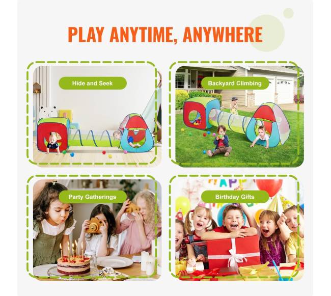Vaikiška 3 in 1 žaidimų palapinė su tuneliu5