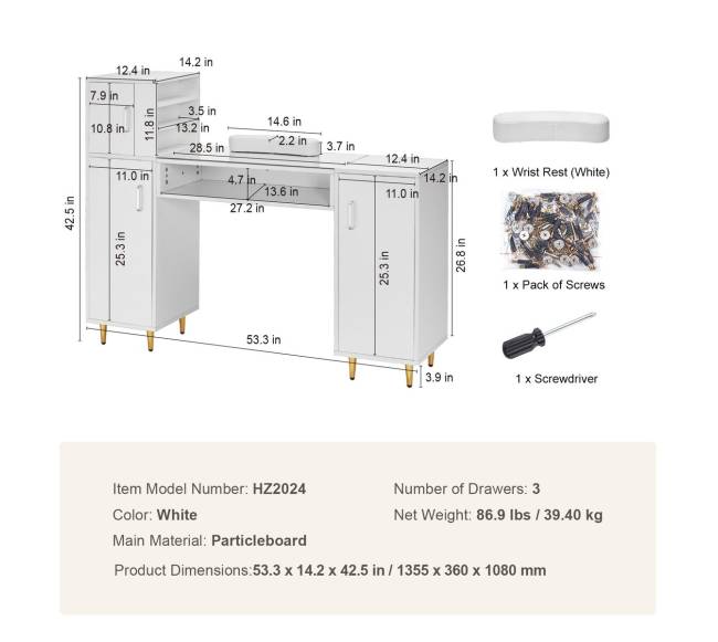 Manikiūro stalas su stikliniu viršumi6