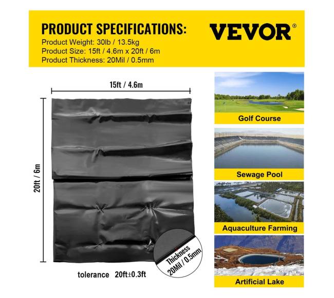 LLDPE tvenkinio danga 4,6 x 6 m6