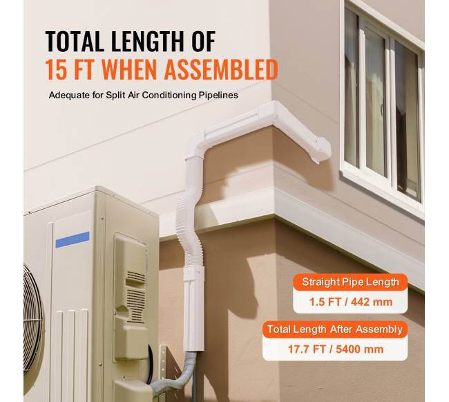 Mini kondicionieriaus vamzdžių danga 75 mm, 5.4 m, balta2