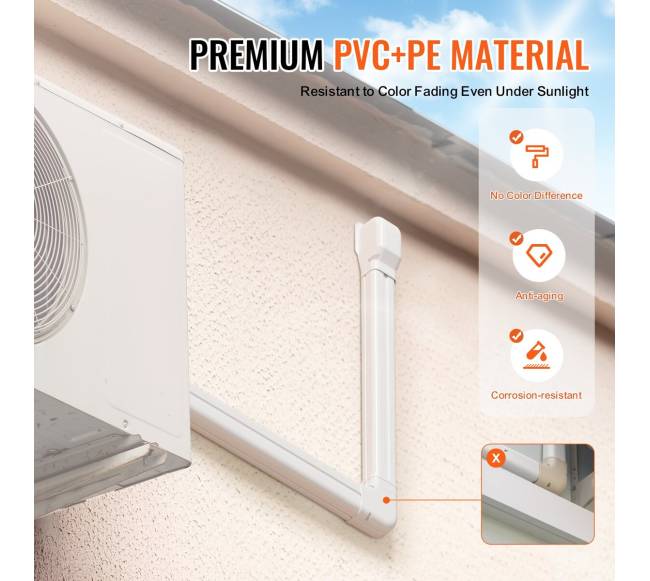 Mini kondicionieriaus vamzdžių danga 75 mm, 5.4 m, balta5