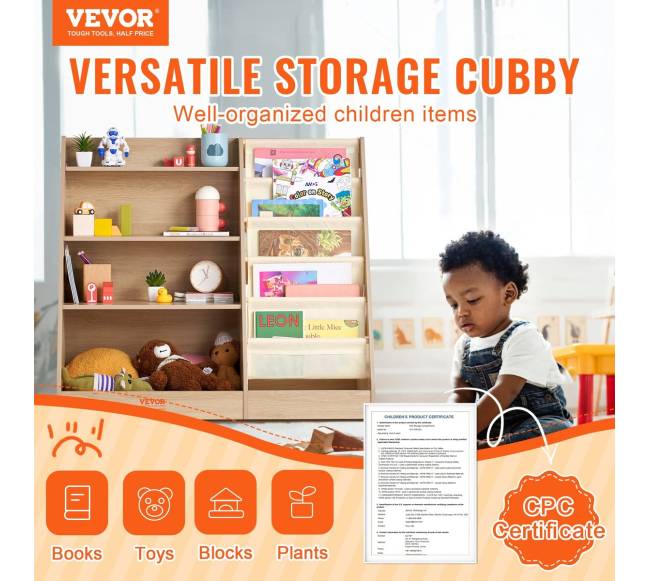 Vaikų medinė knygų lentyna, 4 pakopų1