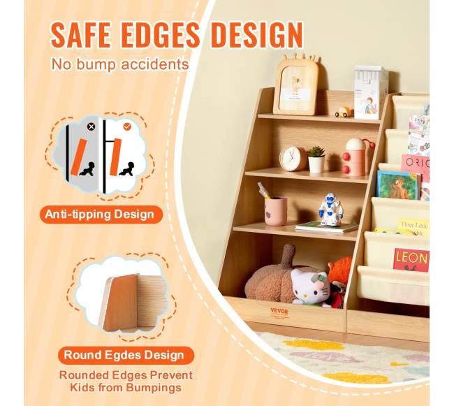 Vaikų medinė knygų lentyna, 4 pakopų3