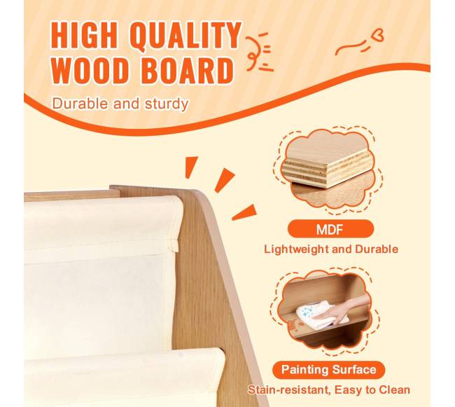 Vaikų medinė knygų lentyna, 4 pakopų4