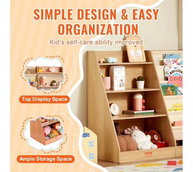 Vaikų medinė knygų lentyna, 4 pakopų5