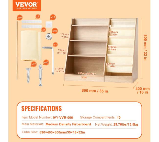 Vaikų medinė knygų lentyna, 4 pakopų6