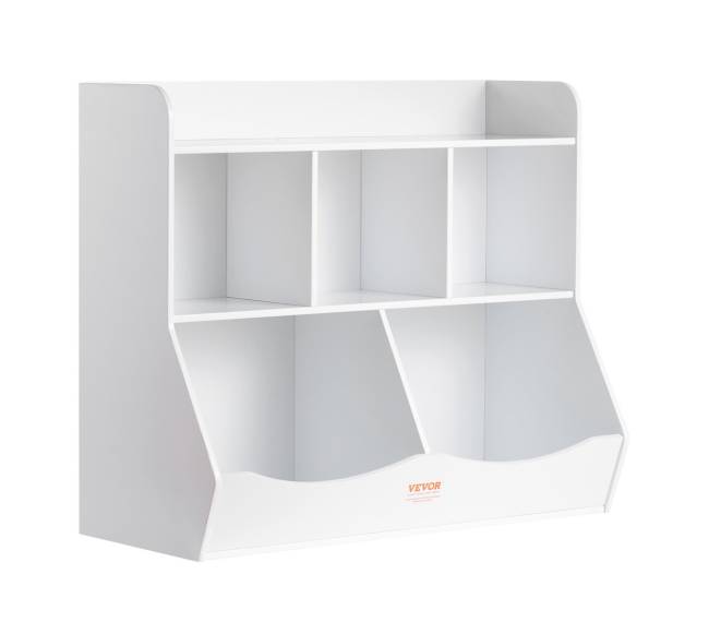 Vaikiška medinė žaislų lentyna su knygų skyriumi0