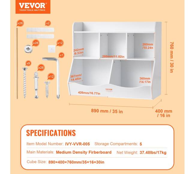 Vaikiška medinė žaislų lentyna su knygų skyriumi6