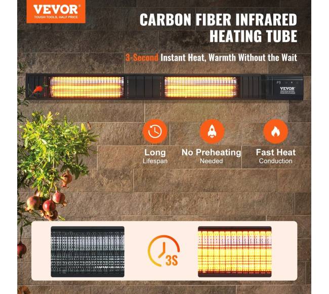 Infraraudonųjų spindulių šildytuvas 3000W su nuotolinio valdymo pultu1