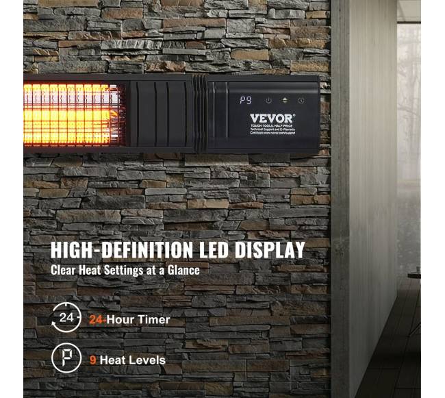 Infraraudonųjų spindulių šildytuvas 3000W su nuotolinio valdymo pultu4