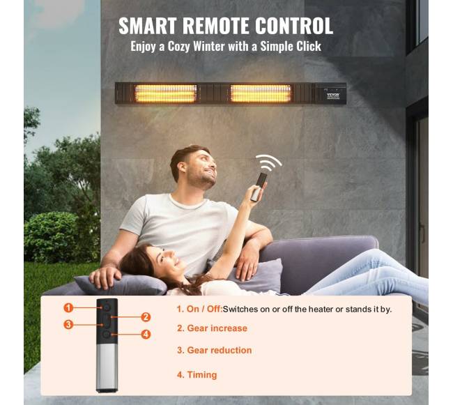Infraraudonųjų spindulių šildytuvas 3000W su nuotolinio valdymo pultu5