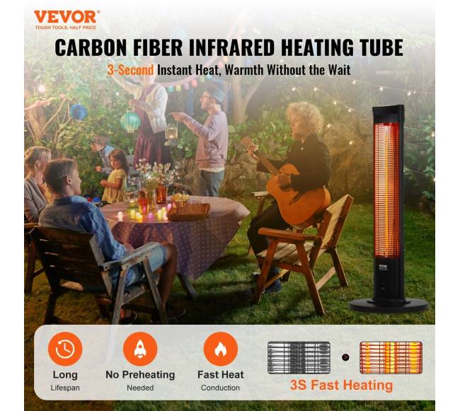 Infraraudonųjų spindulių šildytuvas 2000W su nuotoliniu valdymu1