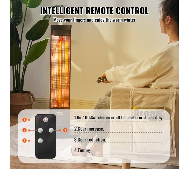 Infraraudonųjų spindulių šildytuvas 2000W su nuotoliniu valdymu4