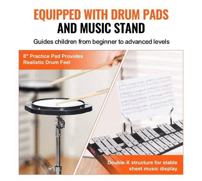 32 natų metalofonas su lazdelėmis ir stovu4