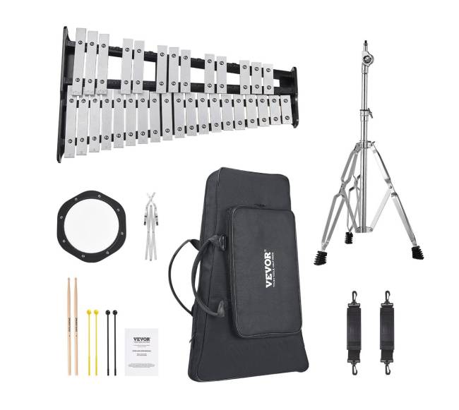 32 natų metalofonas su lazdelėmis ir stovu8