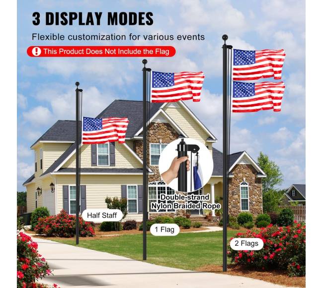 6 m juoda aliuminio vėliavos stiebas3