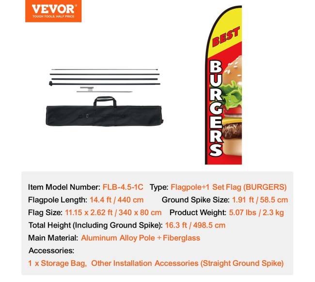 Reklaminė vėliava burgerių restoranui su vėliavos stulpu6