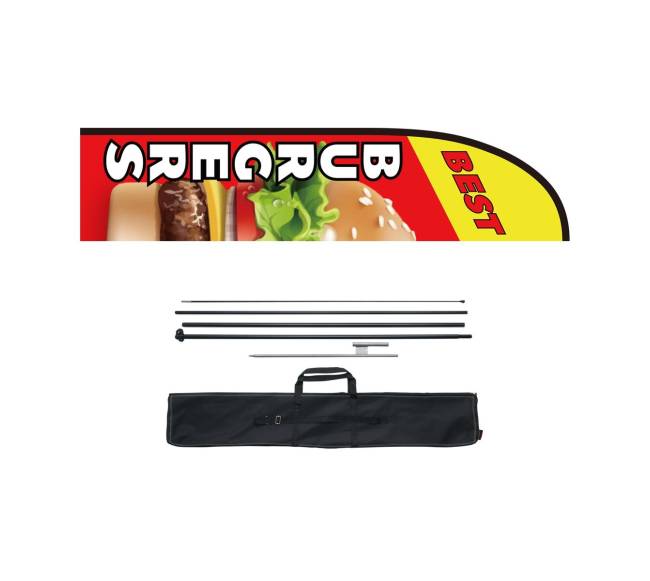 Reklaminė vėliava burgerių restoranui su vėliavos stulpu8