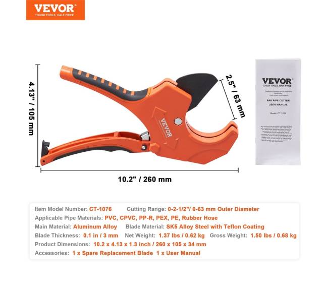 pvc vamzdžių pjovimo įrankis 0-63 mm6