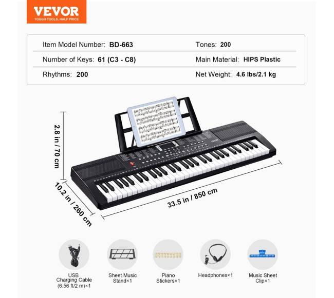 61 klavišų nešiojamas skaitmeninis pianinas6