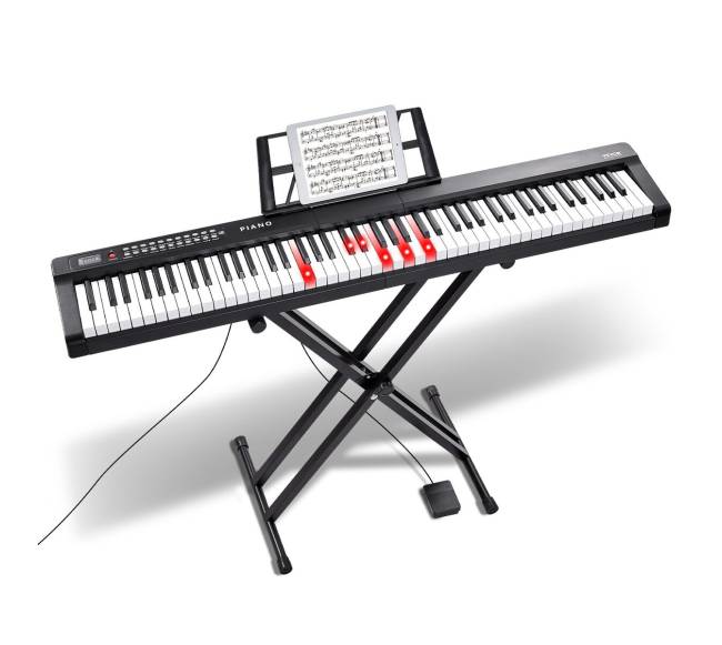 88 klavišų skaitmeninis pianinas su stovu0