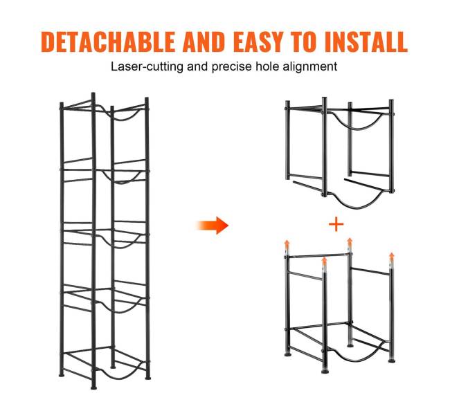 Penkių butelių laikiklis, vienos eilės stovas3